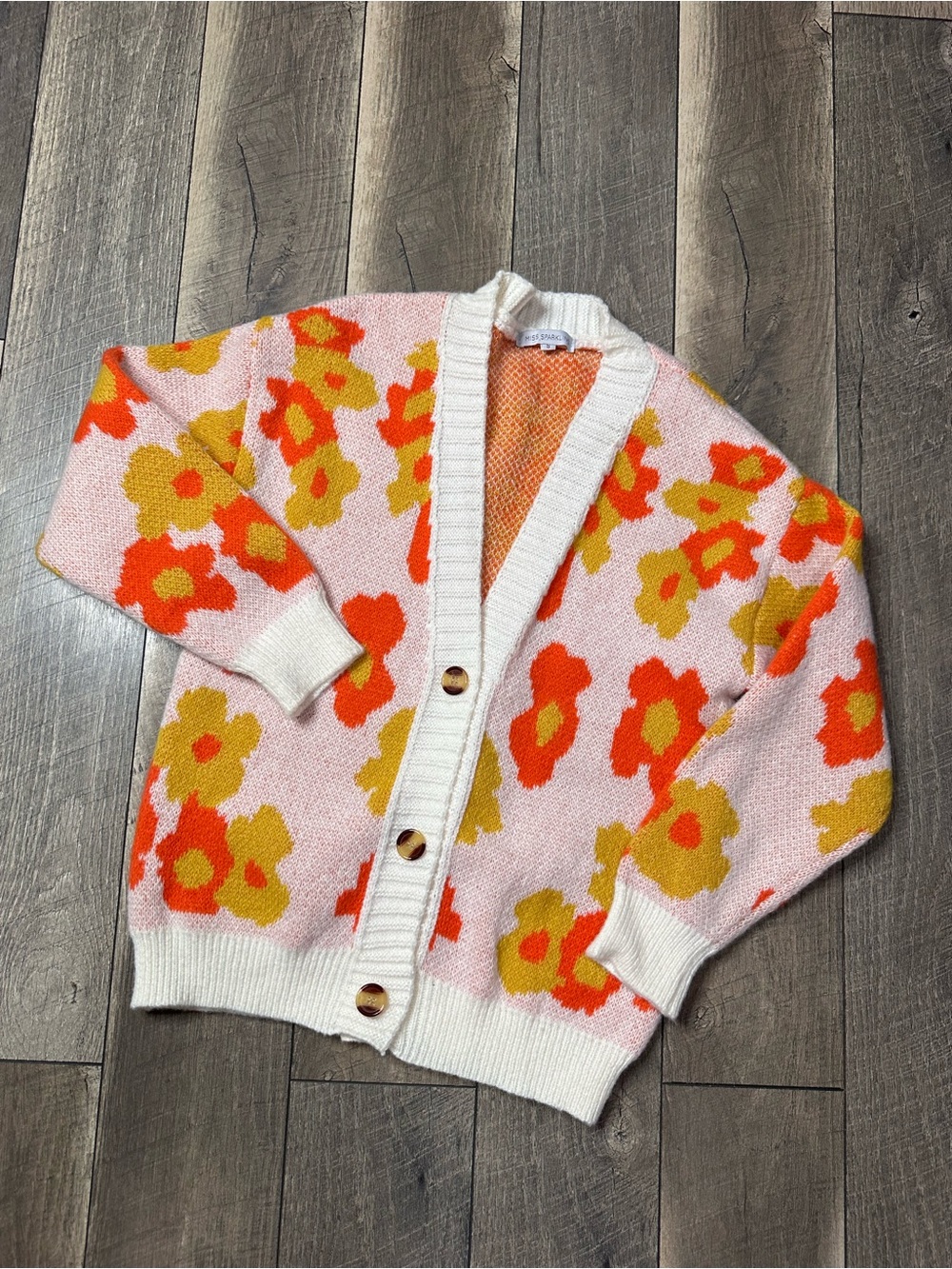 Miss Sparkling Floral Button Down Sweater